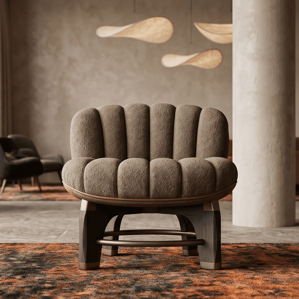 Tufted Brown Armchair Luxury Seating Angle 2