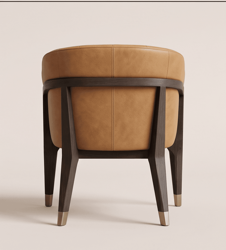 Tufted Leather Armchair Dark Wood Angle 3