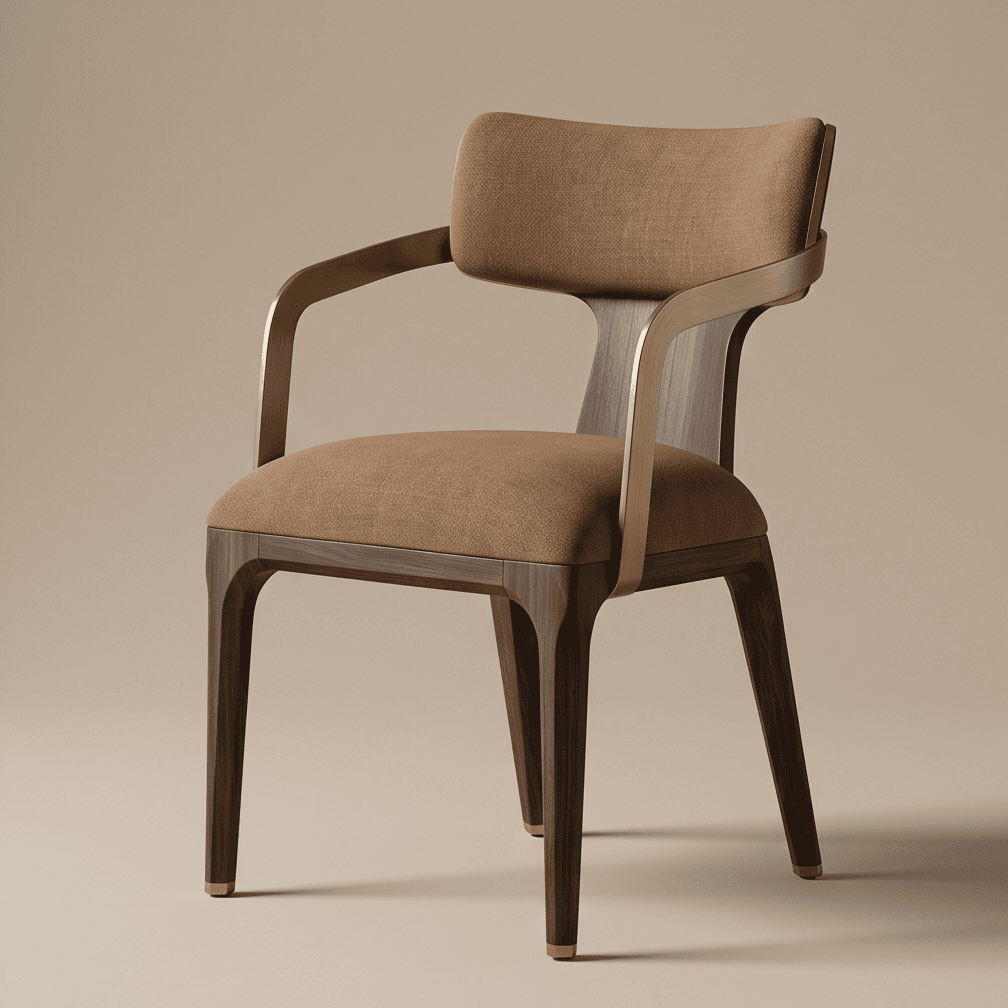 Upholstered Armchair Dining Set Modern Brown Angle 1