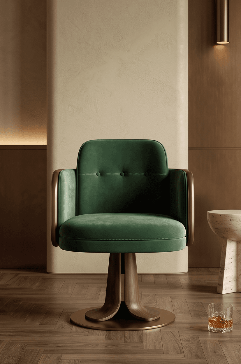 Velvet Armchair Dining Lounge Editorial Angle 2