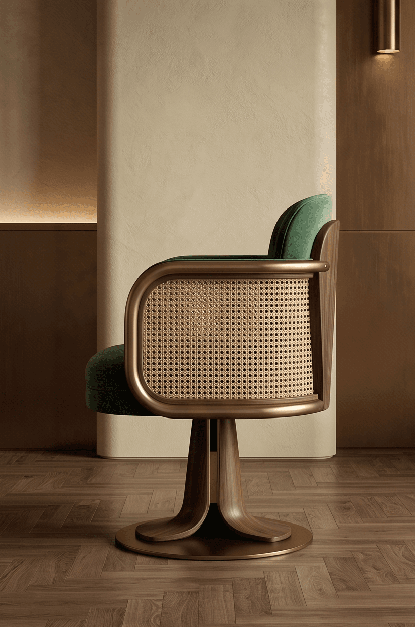 Velvet Armchair Dining Lounge Editorial Angle 4