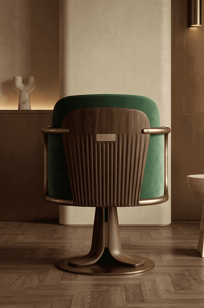 Velvet Armchair Dining Lounge Editorial Angle 3