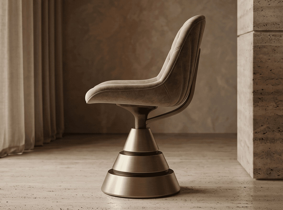 Velvet Swivel Chair Metal Base Luxury Editorial Angle 4