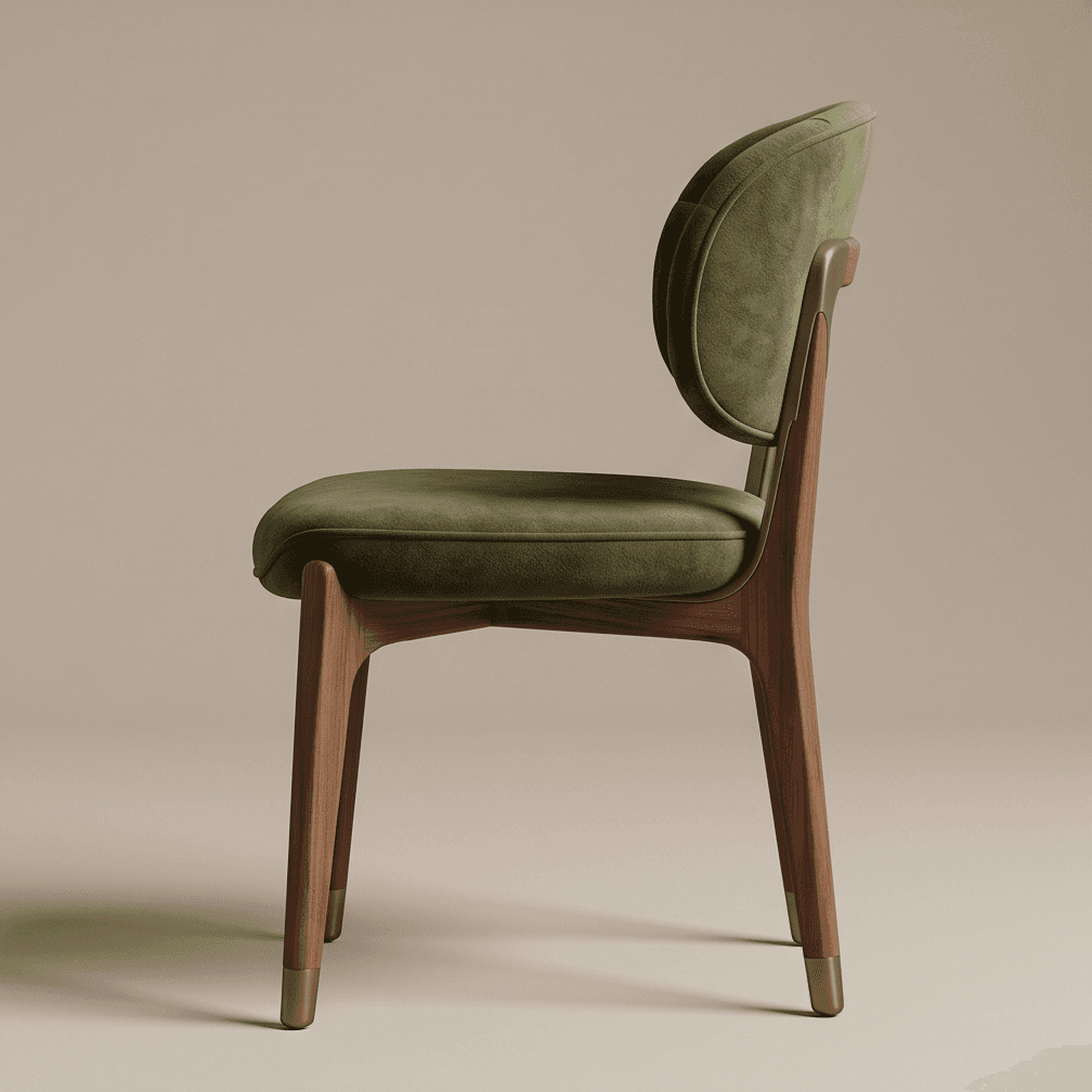 Velvet Upholstered Chair Wood Angle 4