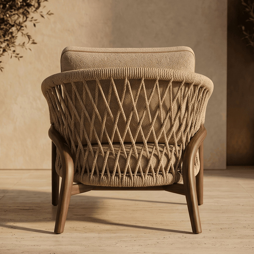 Woven Armchair Lounge Seating Modern Outdoor Angle 3