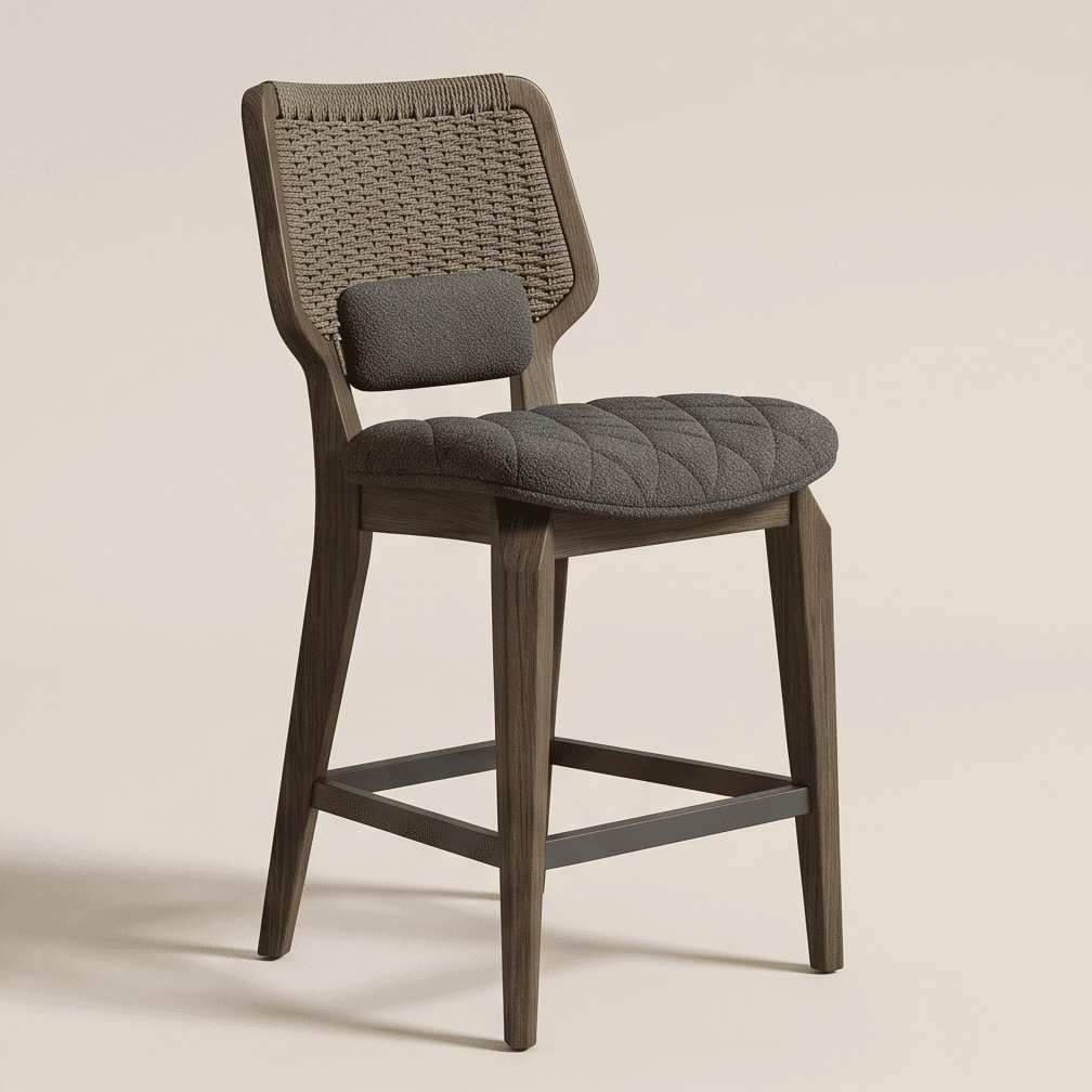 Woven Back Bar Chair Luxury Hospitality Angle 1