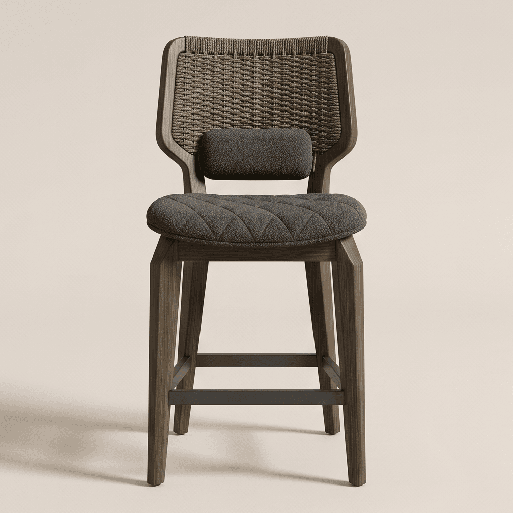 Woven Back Bar Chair Luxury Hospitality Angle 2