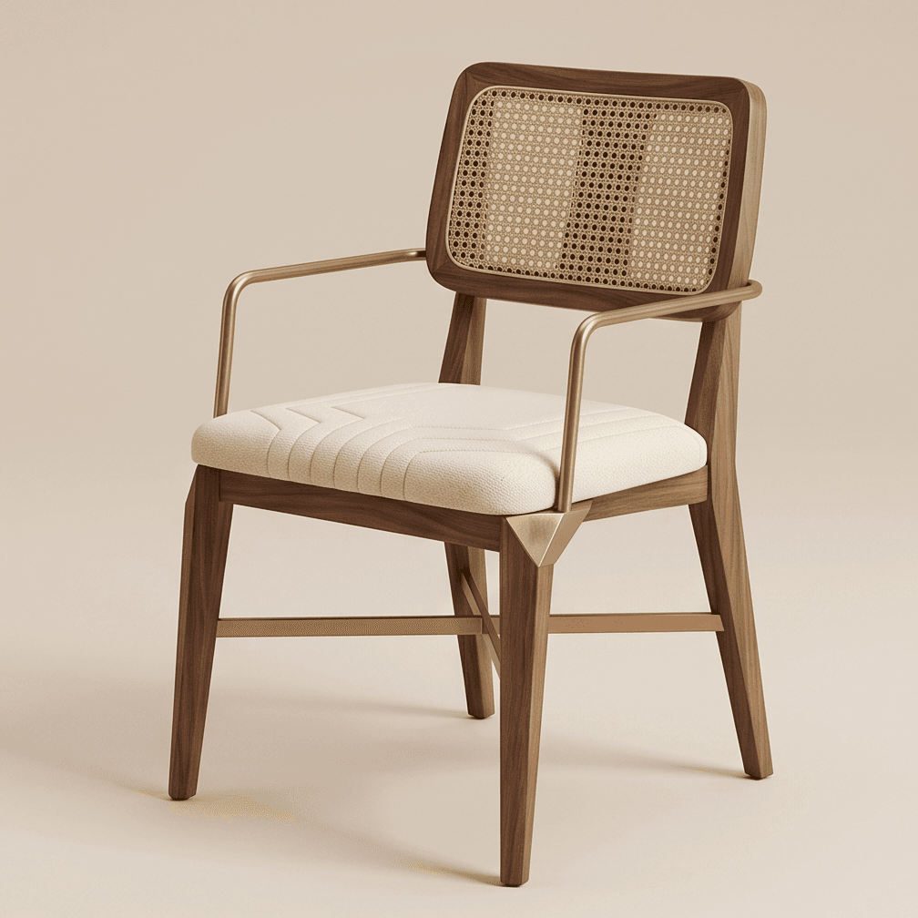 Woven Back Dining Chair Gold Luxury Hospitality Angle 1