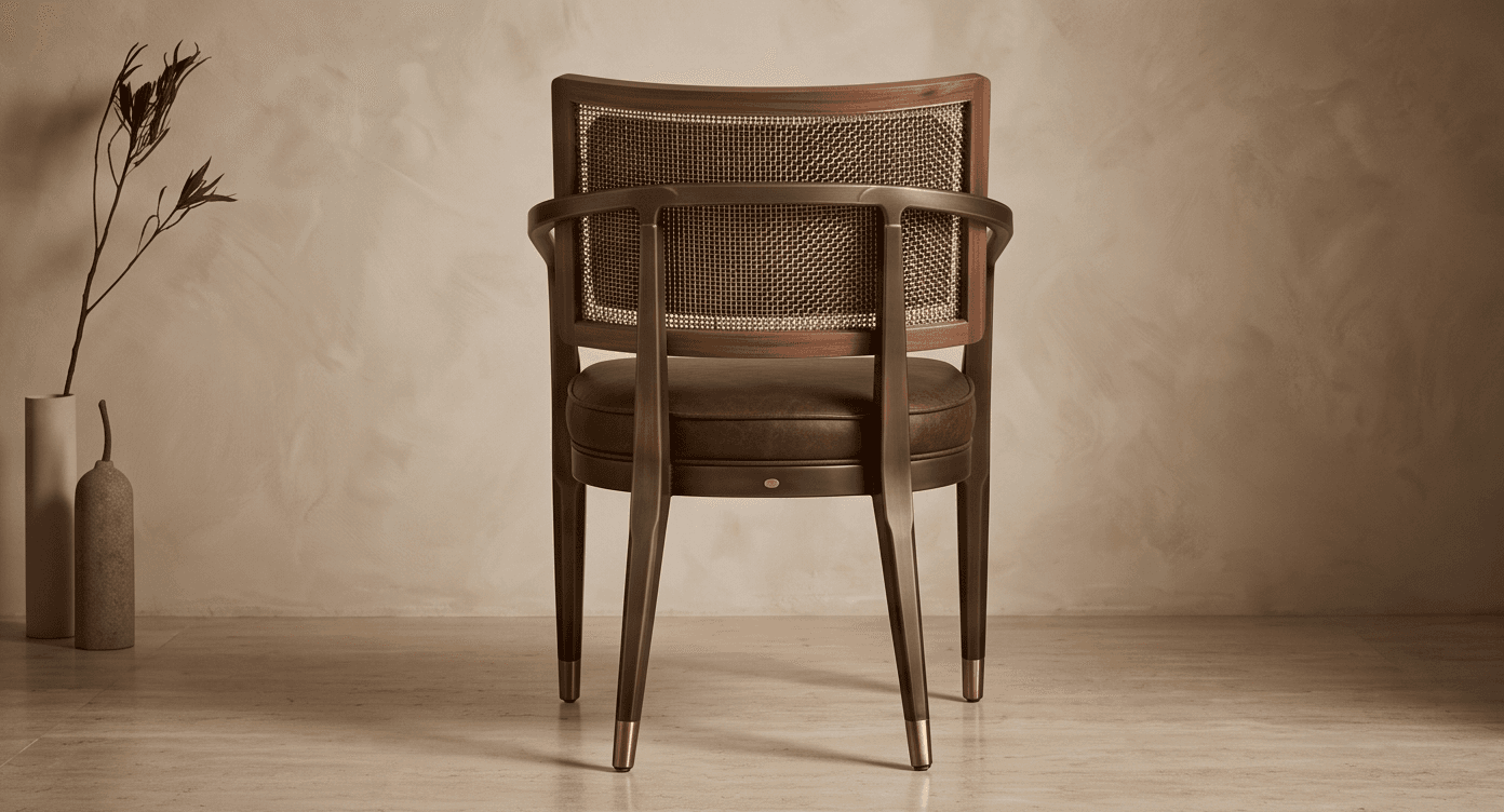 Woven Back Chair Luxury Hospitality Angle 3