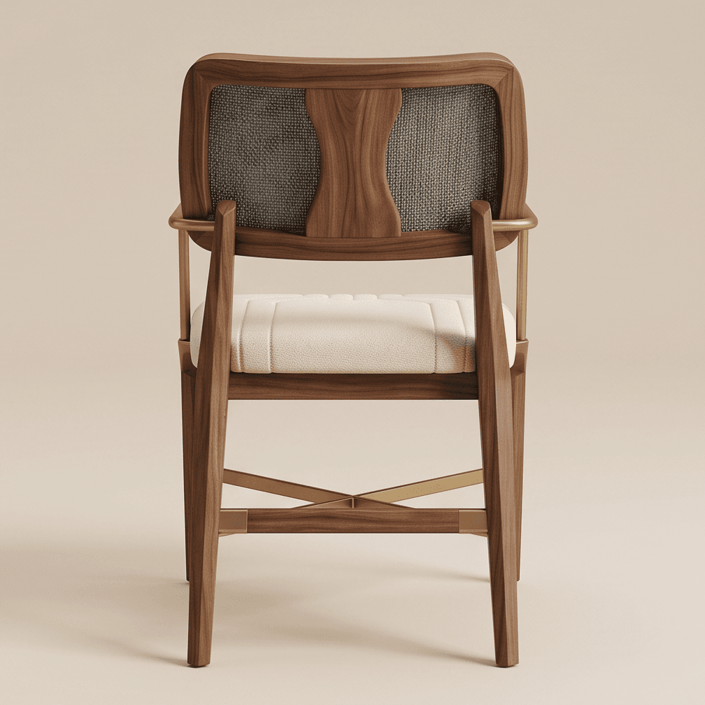 Woven Back Dining Chair Gold Luxury Hospitality Angle 3