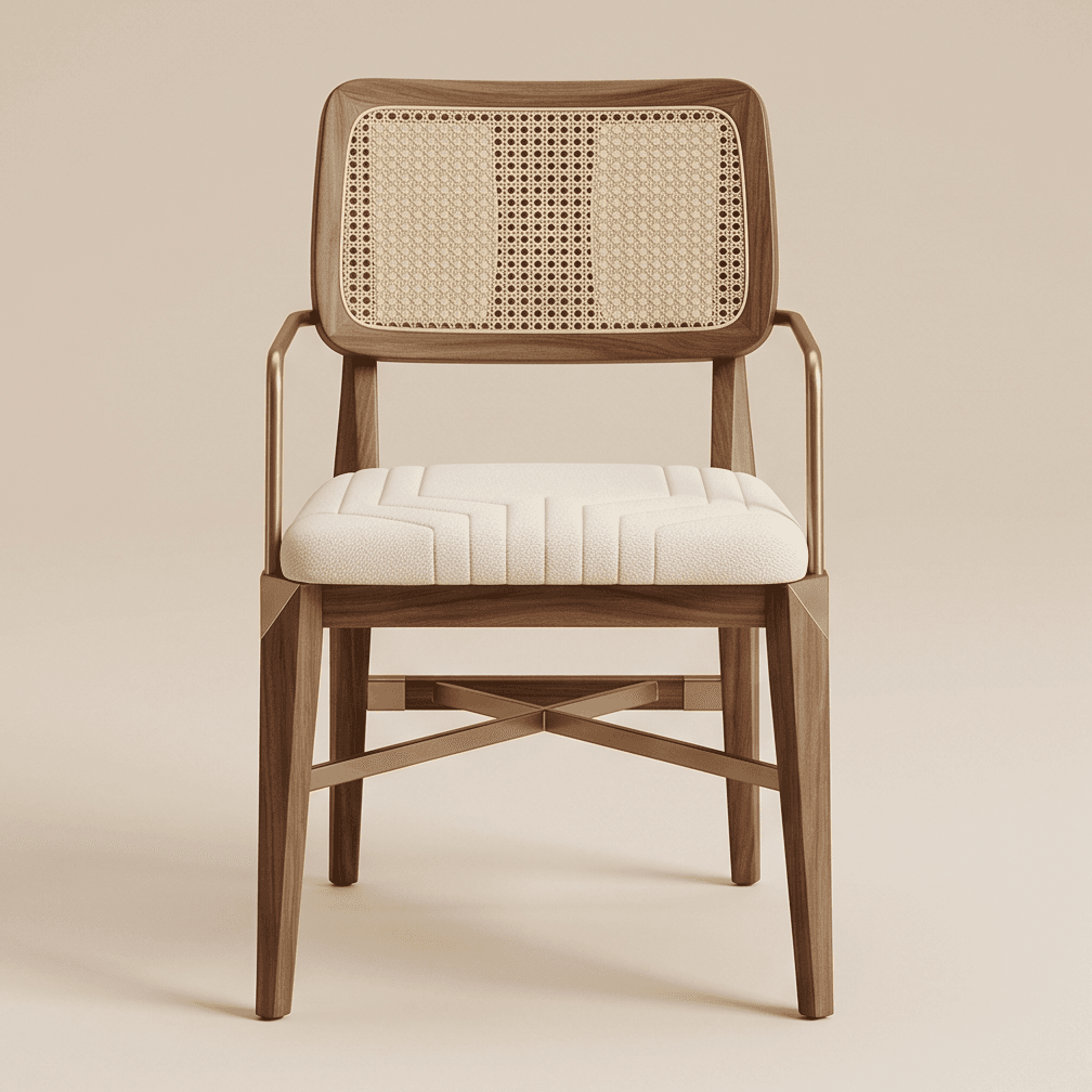 Woven Back Dining Chair Gold Luxury Hospitality Angle 2