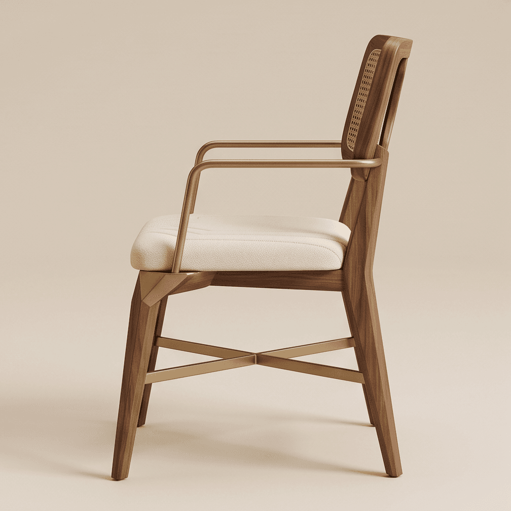 Woven Back Dining Chair Gold Luxury Hospitality Angle 4