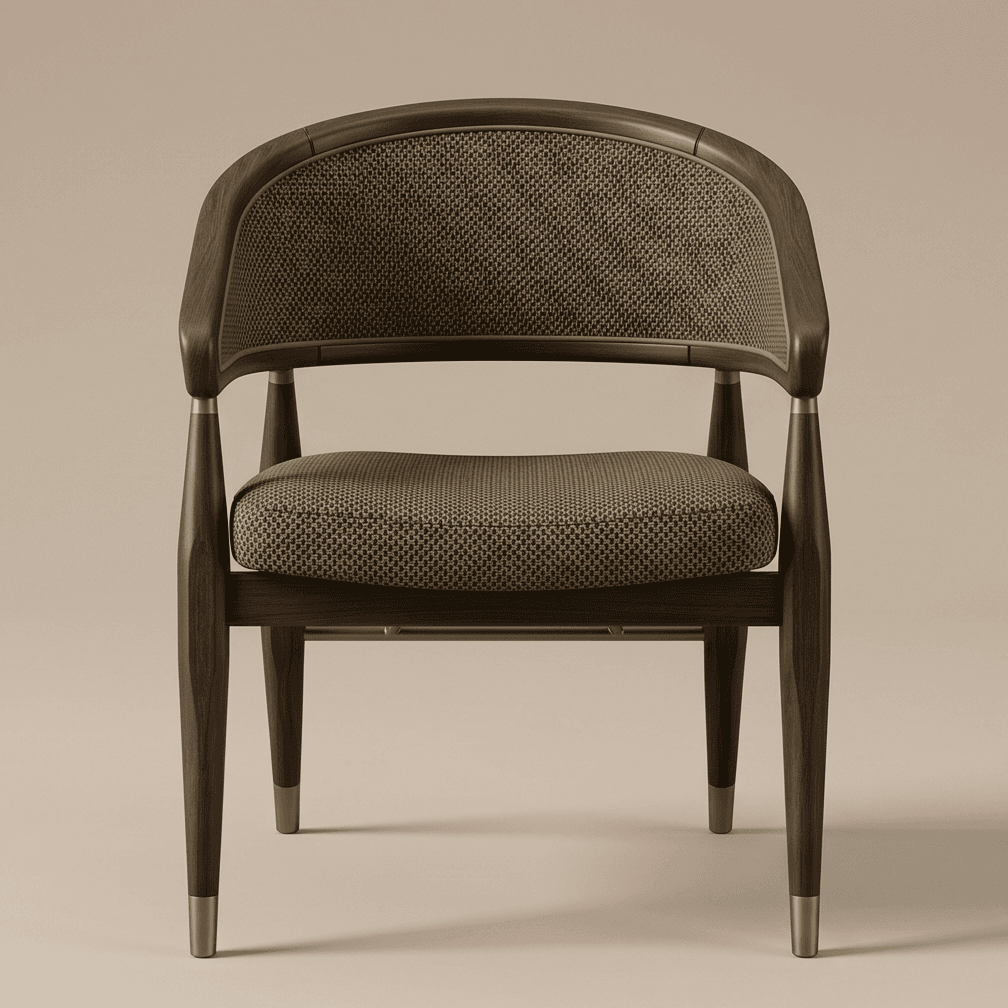 Woven Upholstered Chair Dark Wood Angle 2