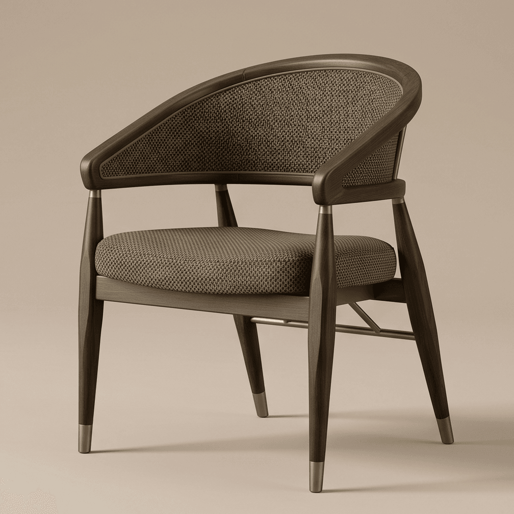 Woven Upholstered Chair Dark Wood Angle 1