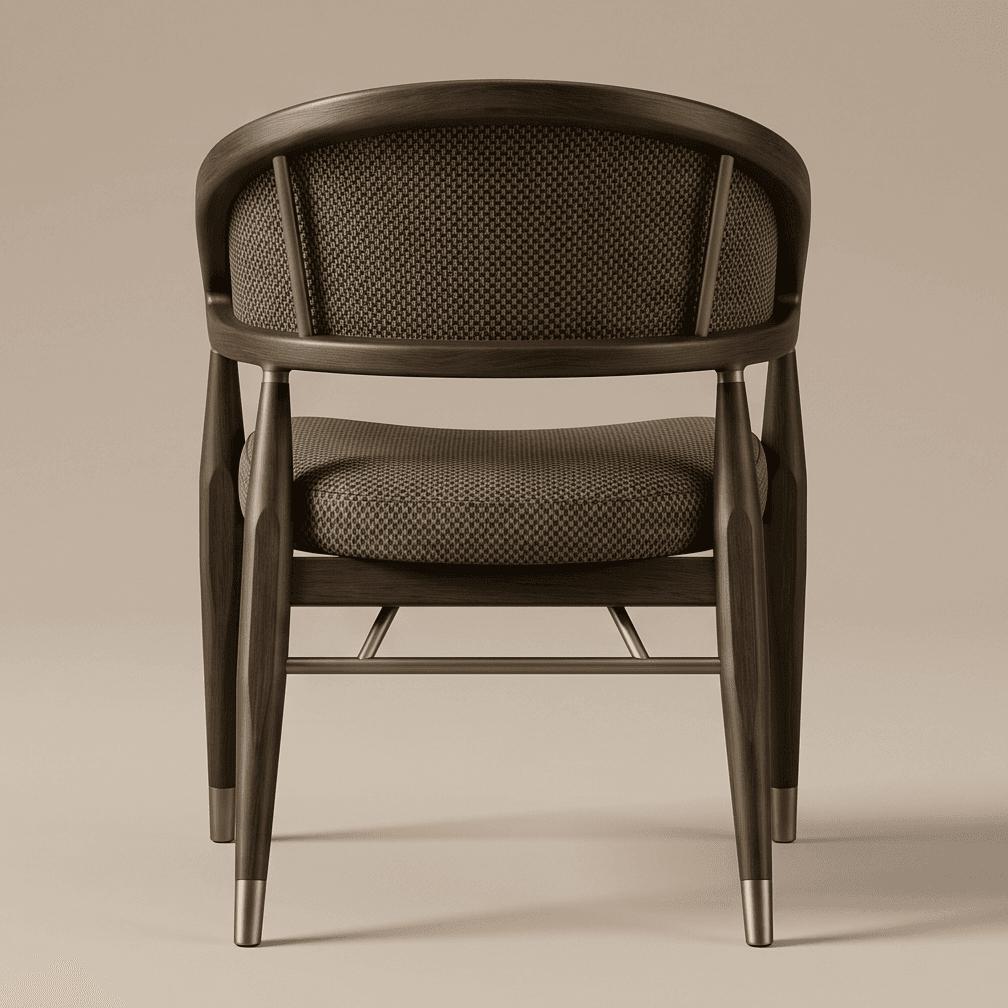 Woven Upholstered Chair Dark Wood Angle 3