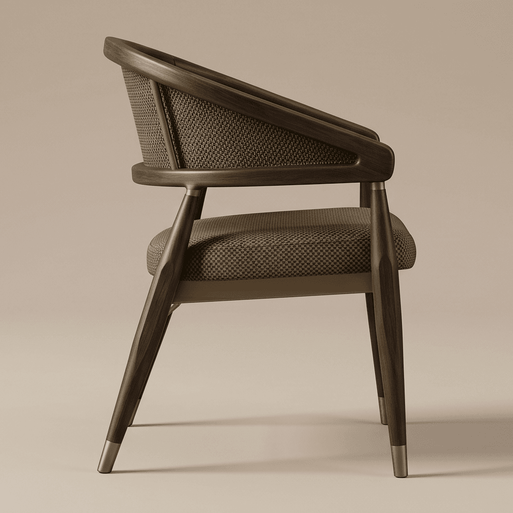 Woven Upholstered Chair Dark Wood Angle 4