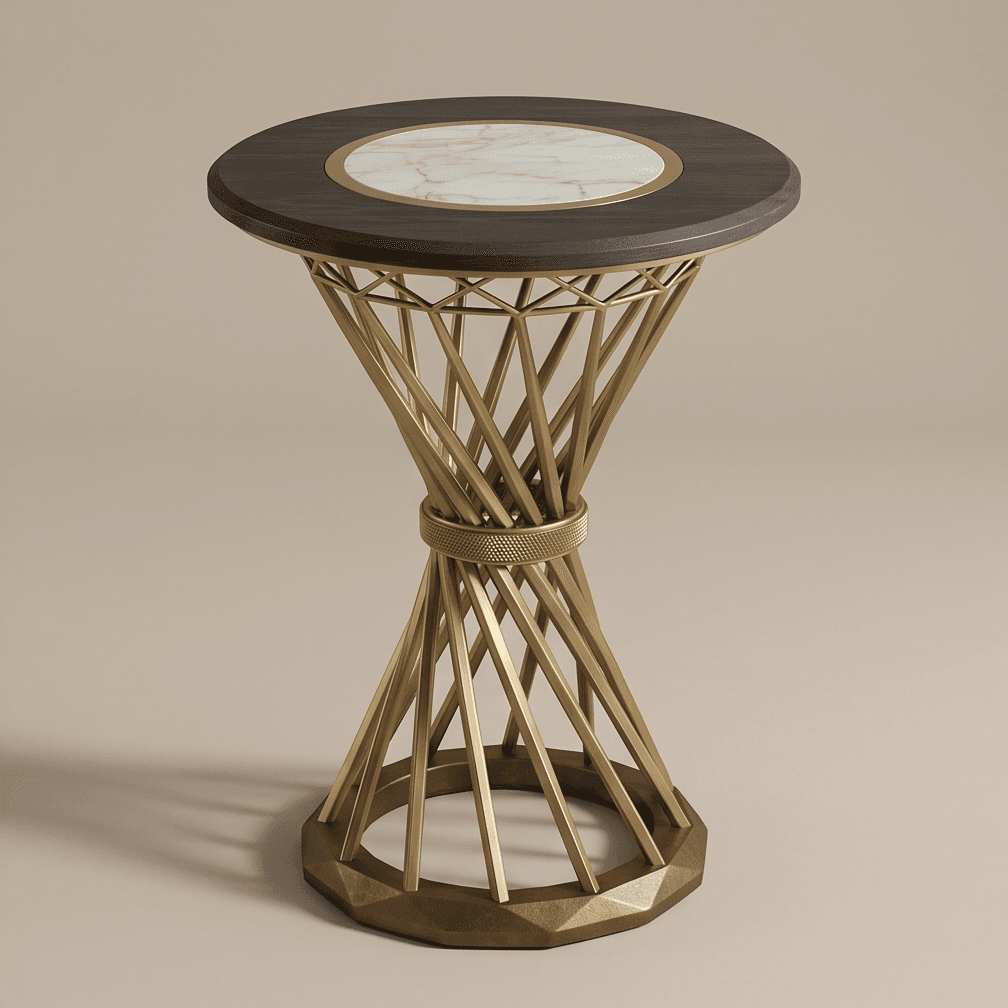 Gold Wireframe Cocktail Table Luxury Angle 1