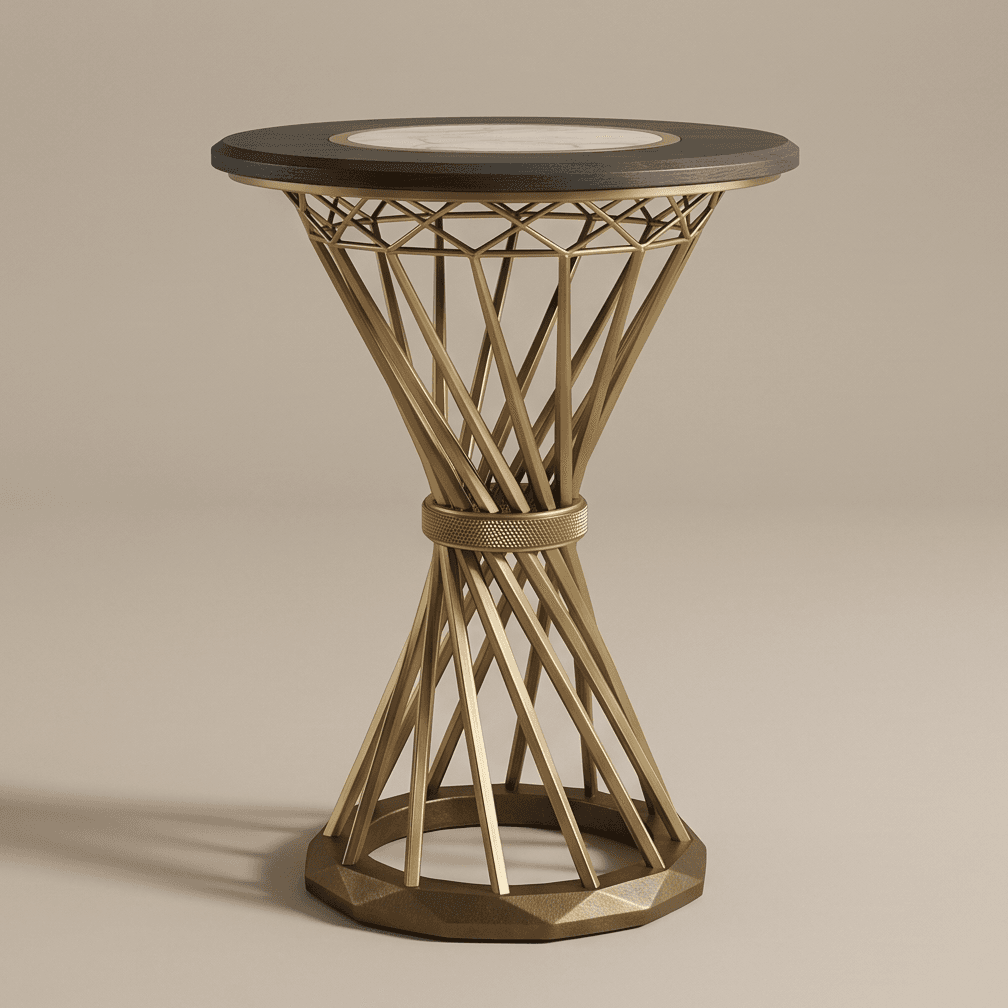 Gold Wireframe Cocktail Table Luxury Angle 2