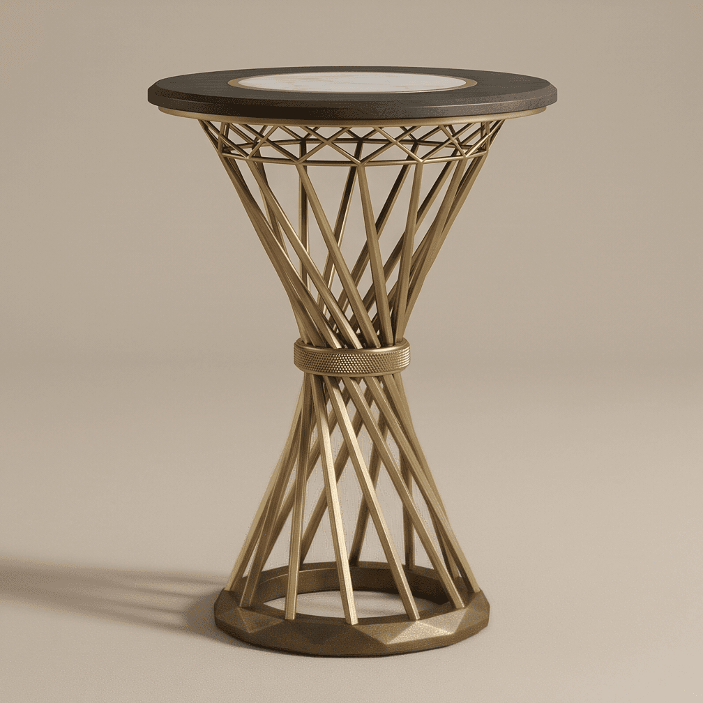 Gold Wireframe Cocktail Table Luxury Angle 4