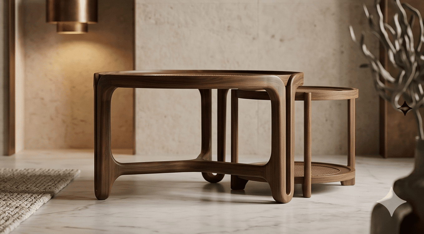 Wooden Nesting Tables Luxury Hospitality Angle 3