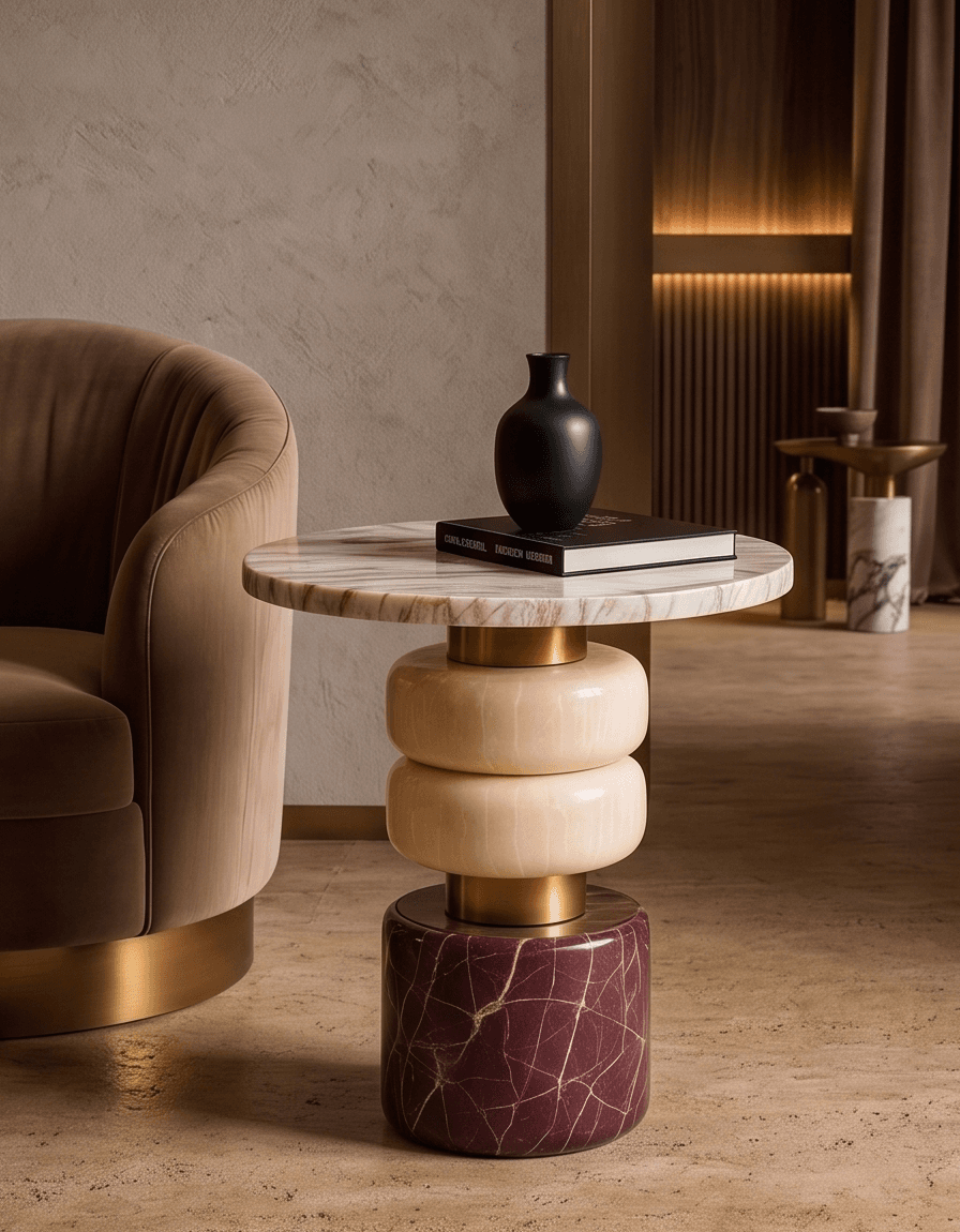 Marble Top Console Table Angle 1