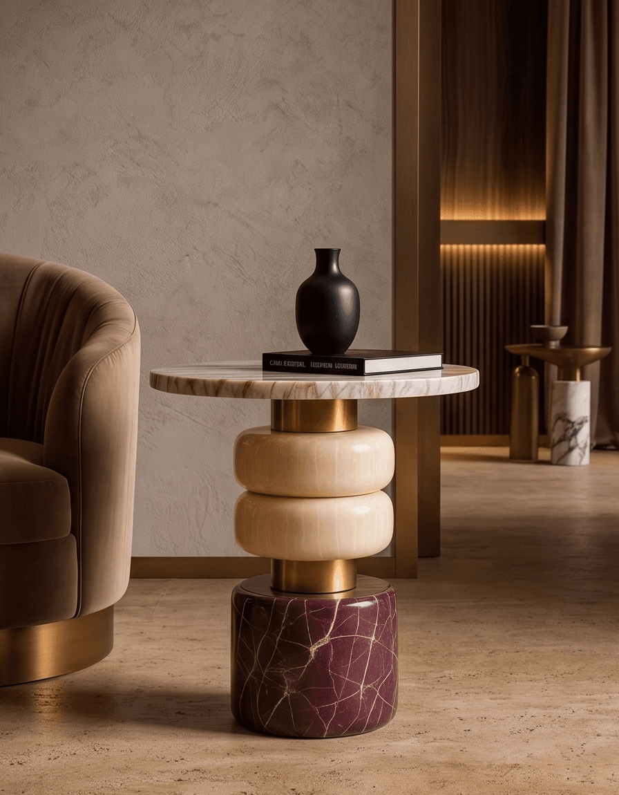 Marble Top Console Table Angle 2