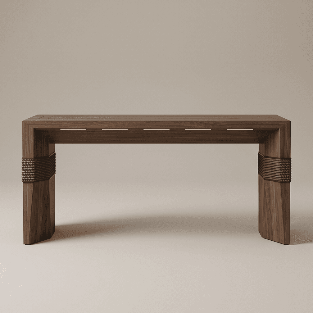 Wooden Console Table With Metal Accents Angle 2