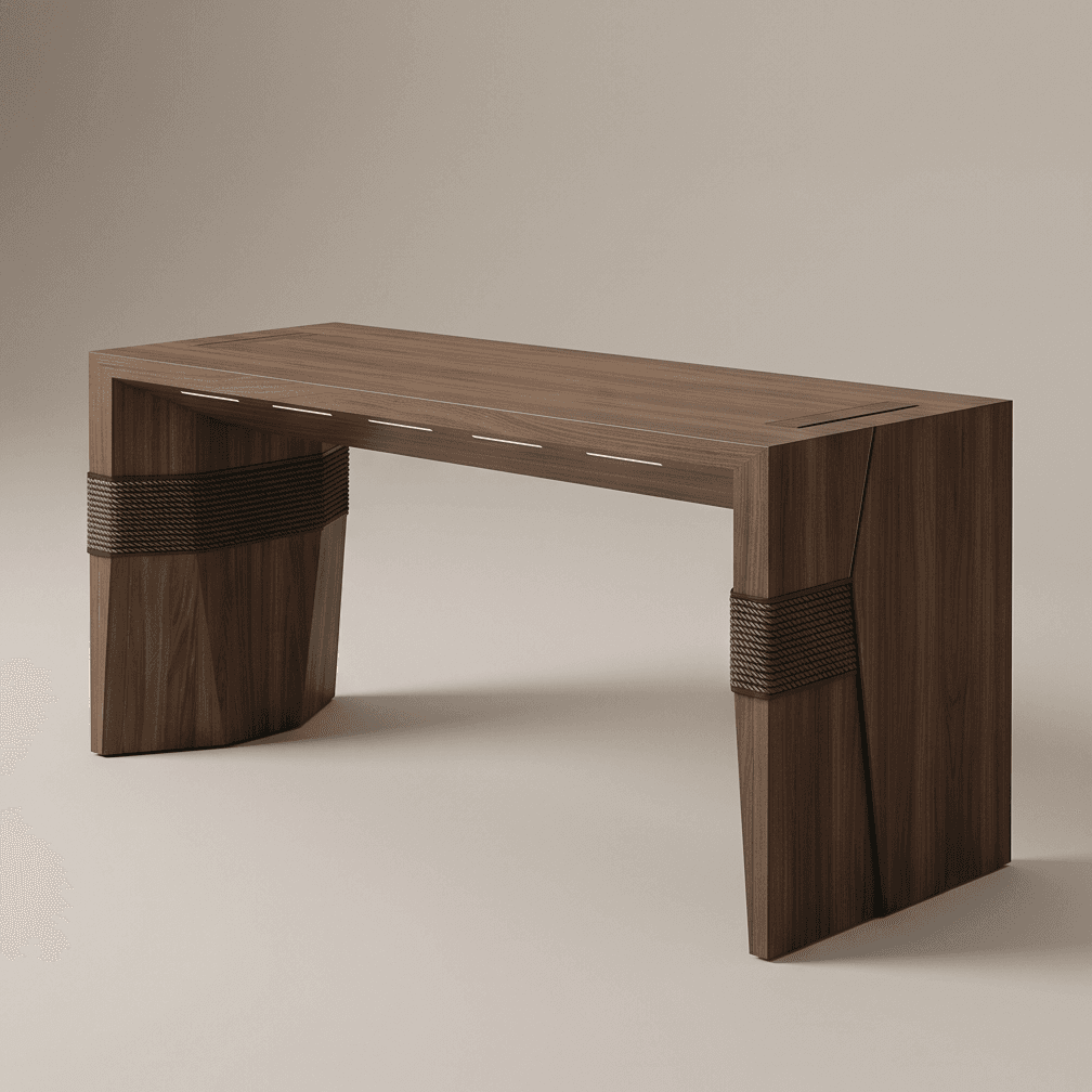 Wooden Console Table With Metal Accents Angle 1