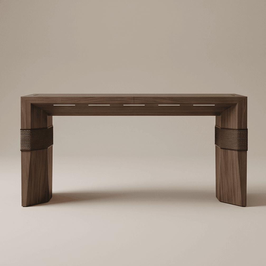 Wooden Console Table With Metal Accents Angle 3