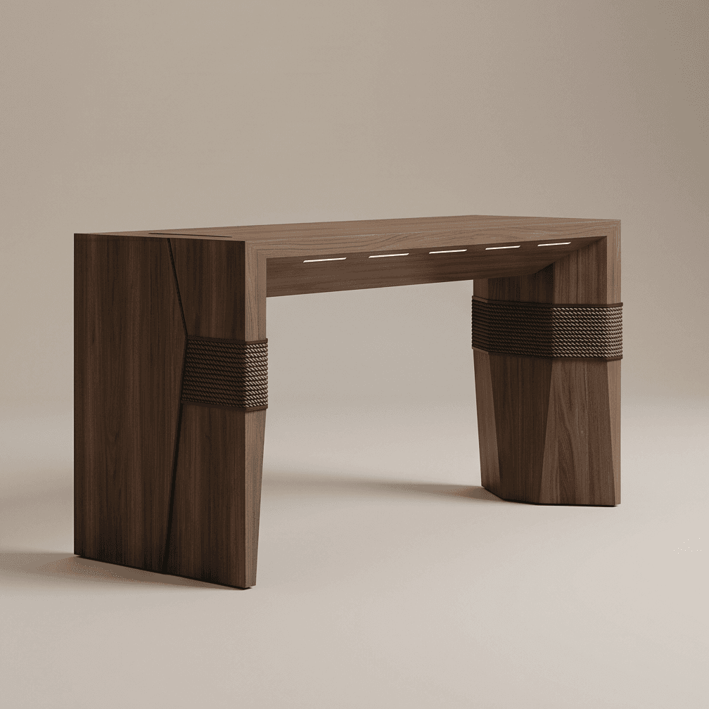 Wooden Console Table With Metal Accents Angle 4