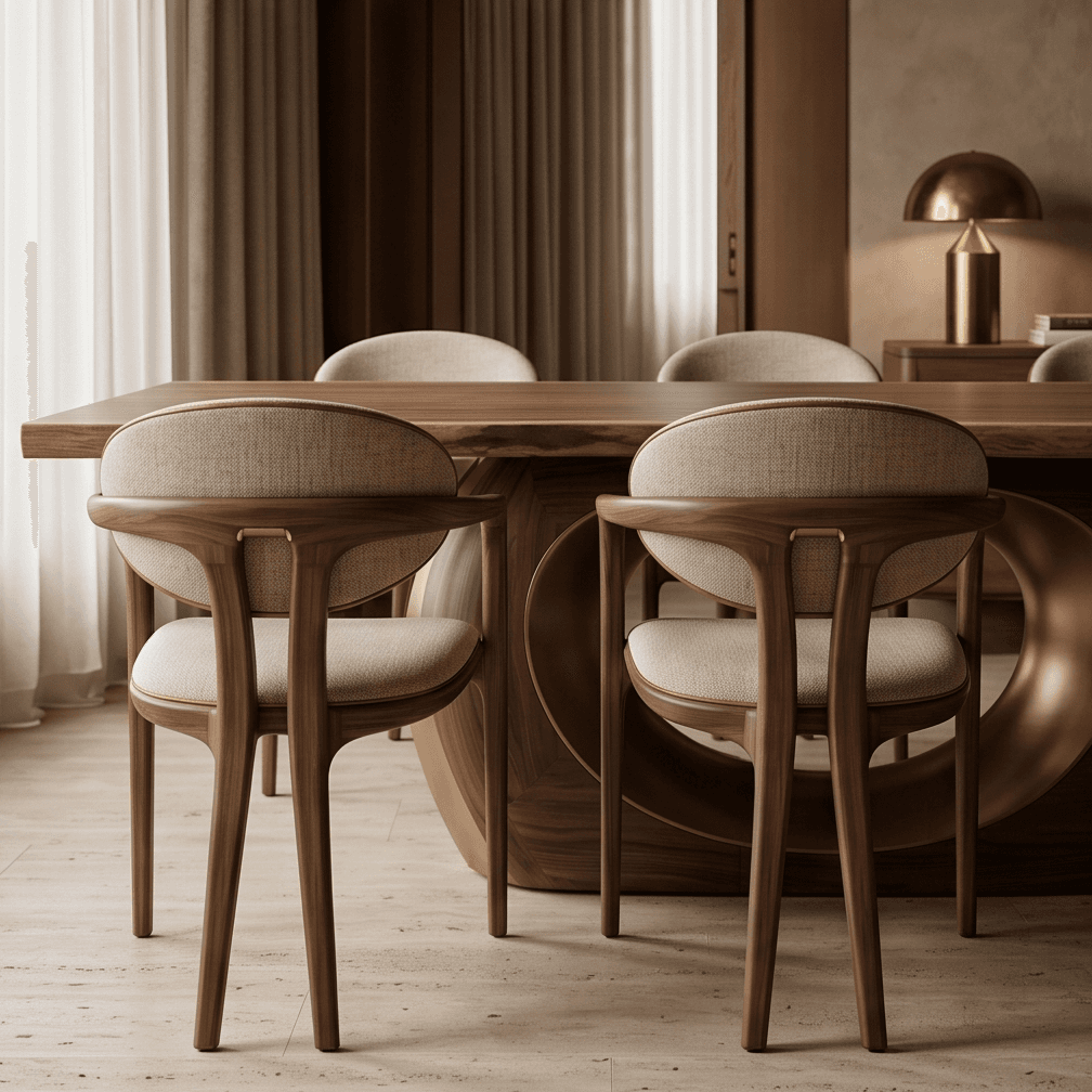 Curved Dining Chair Set Wooden Luxury Hospitality Angle 3