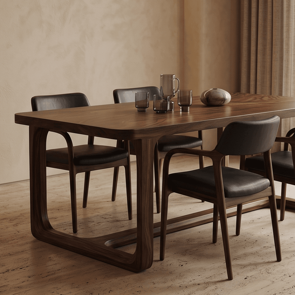 Curved Modular Dining Set Dark Wood