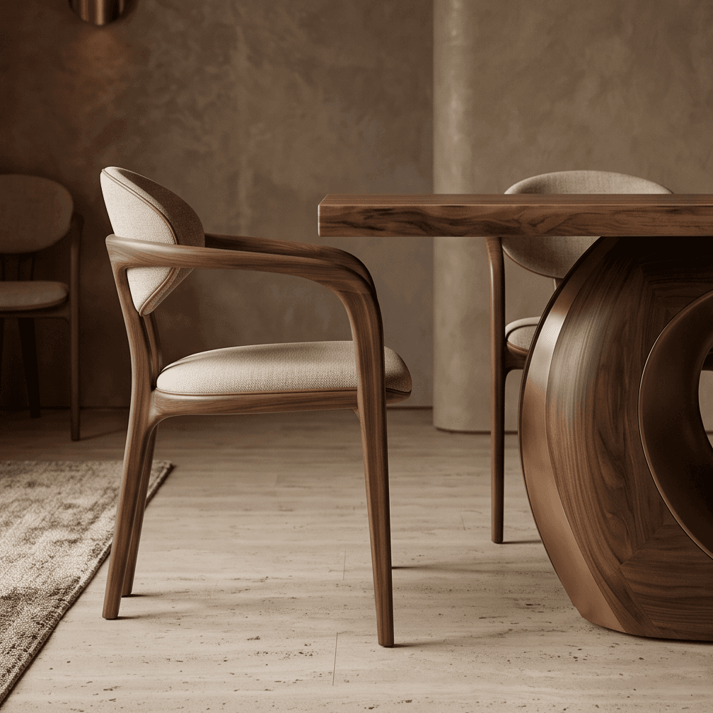 Curved Dining Chair Set Wooden Luxury Hospitality Angle 4