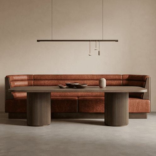 Leather Bench Dining Set Angle 2