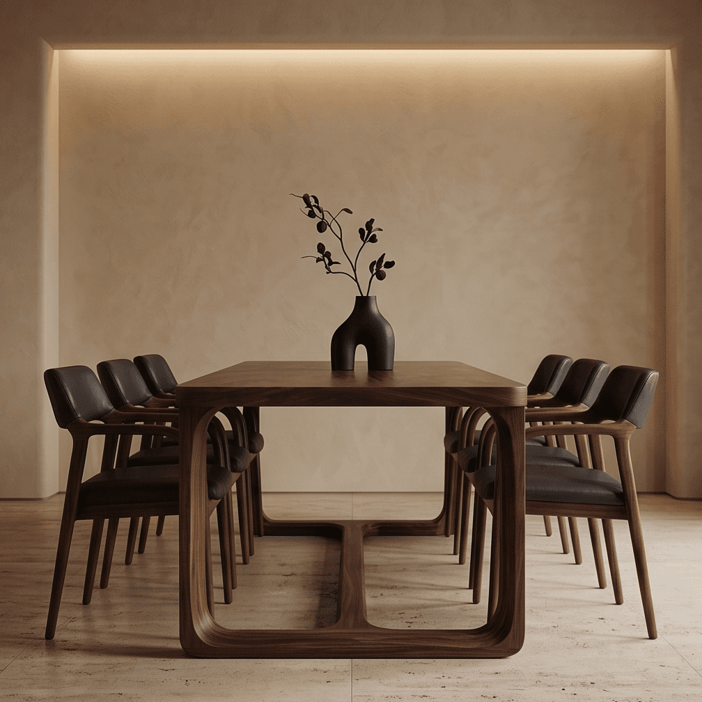 Curved Modular Dining Set Dark Wood angle 2