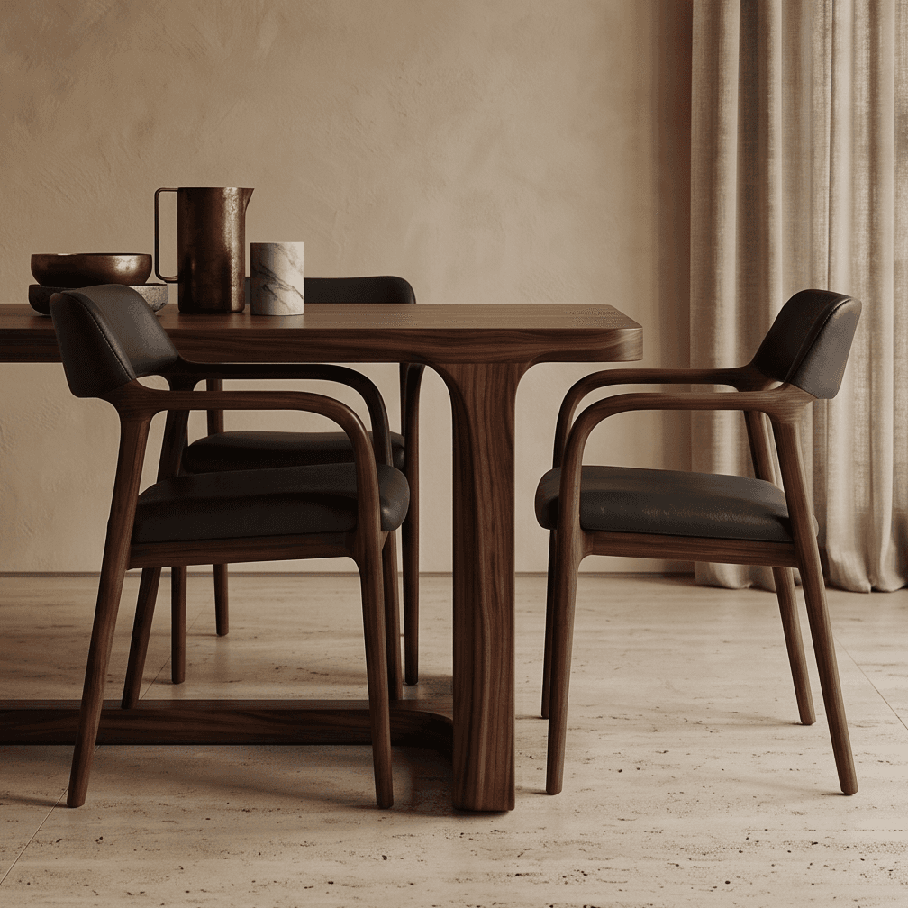 Curved Modular Dining Set Dark Wood Angle 4