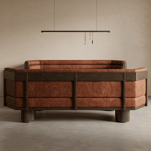 Leather Bench Dining Set Angle 3