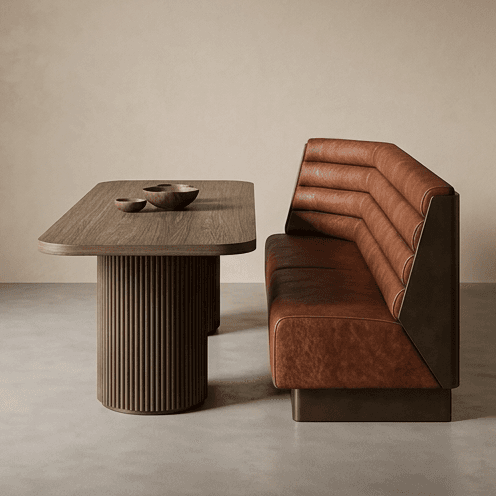 Leather Bench Dining Set Angle 4