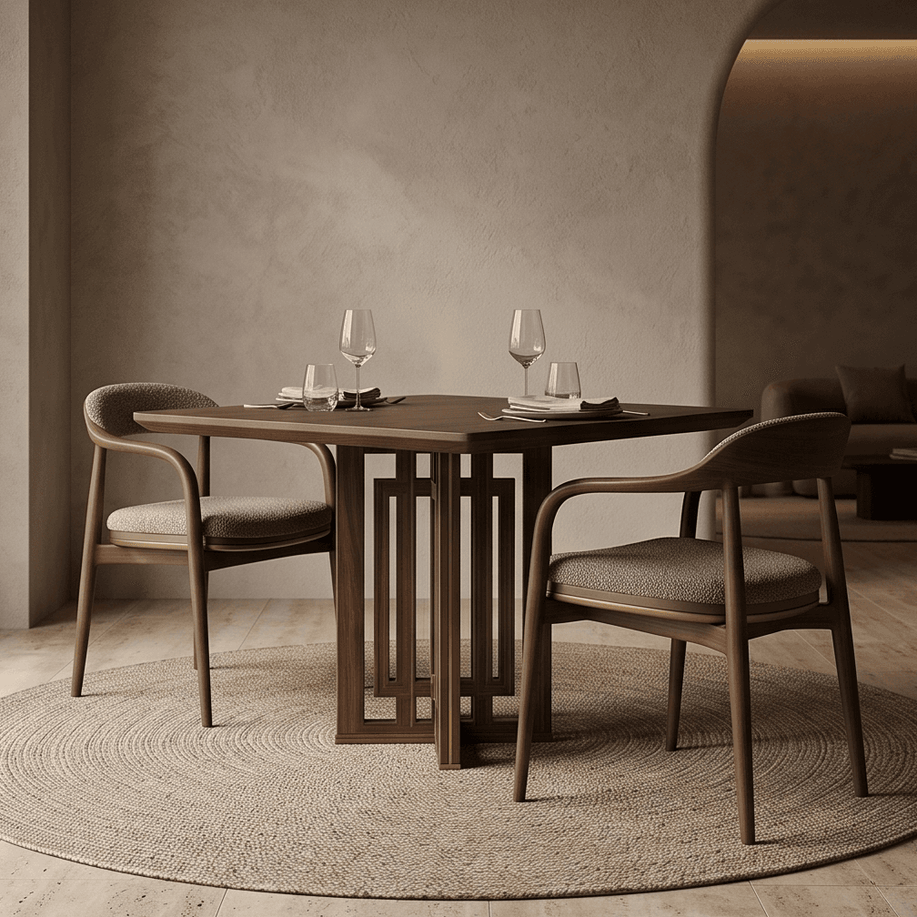 Wooden Curved Dining Set Luxury Hospitality Angle 1