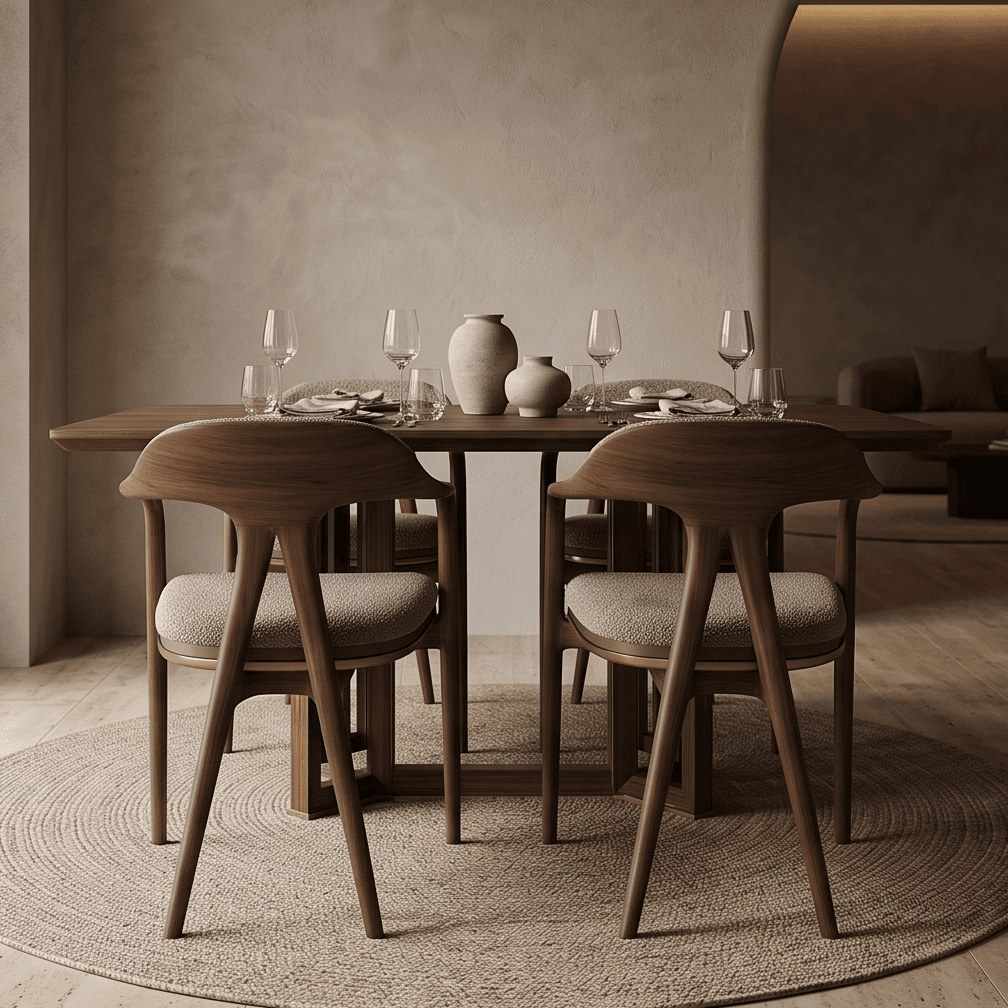 Wooden Curved Dining Set Luxury Hospitality Angle 3