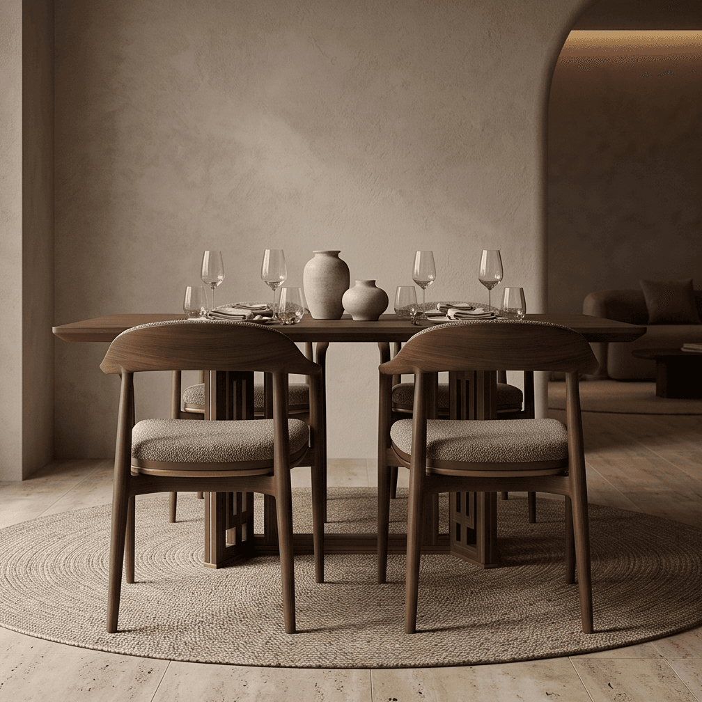 Wooden Curved Dining Set Luxury Hospitality Angle 2