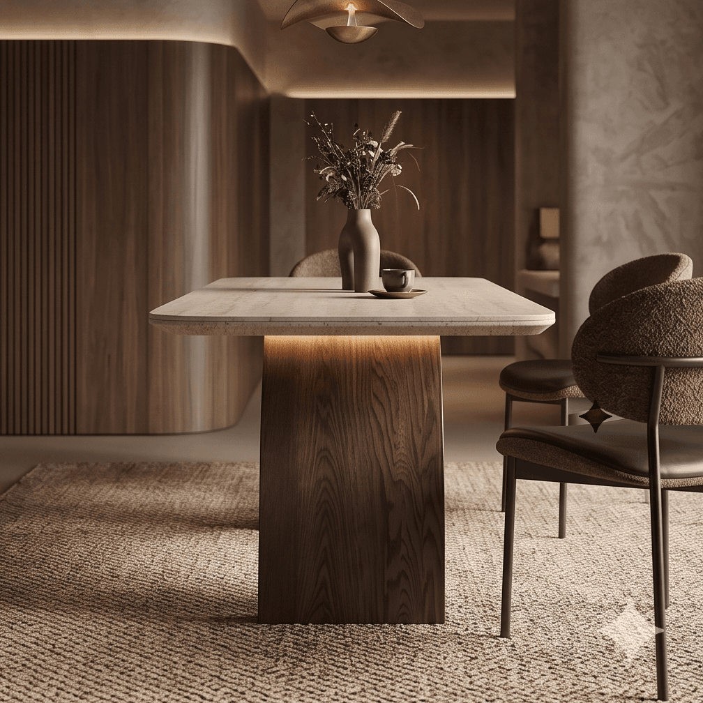 Curved Leg Dining Table Luxury Hospitality Angle 3