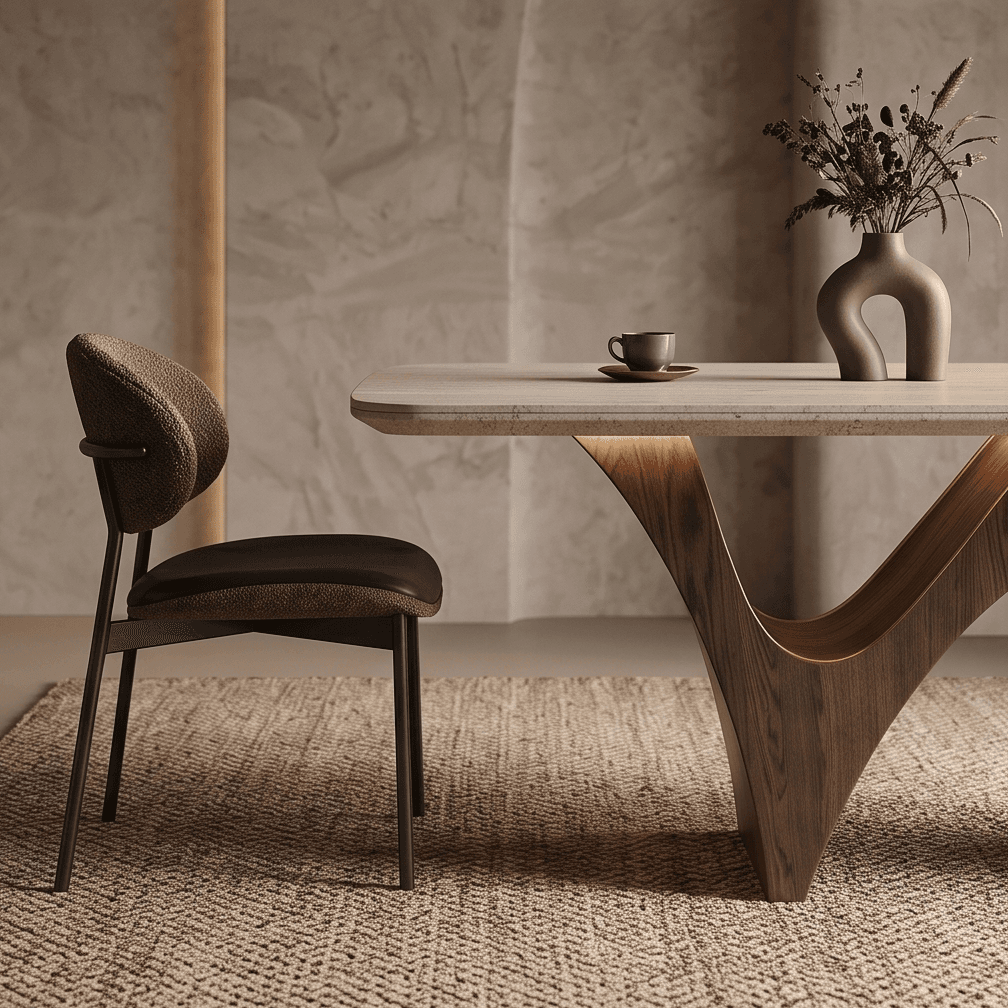 Curved Leg Dining Table Luxury Hospitality Angle 4