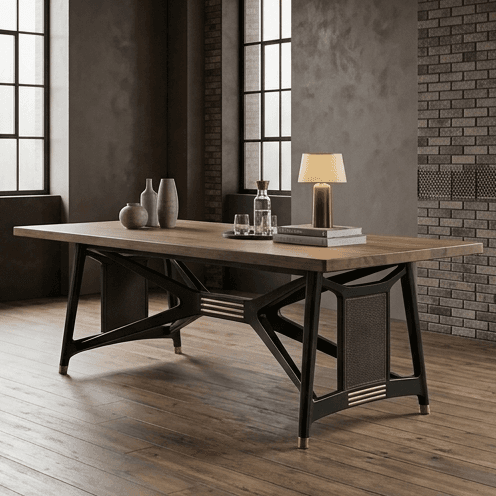 Industrial Dining Table Set Modern Angle 1