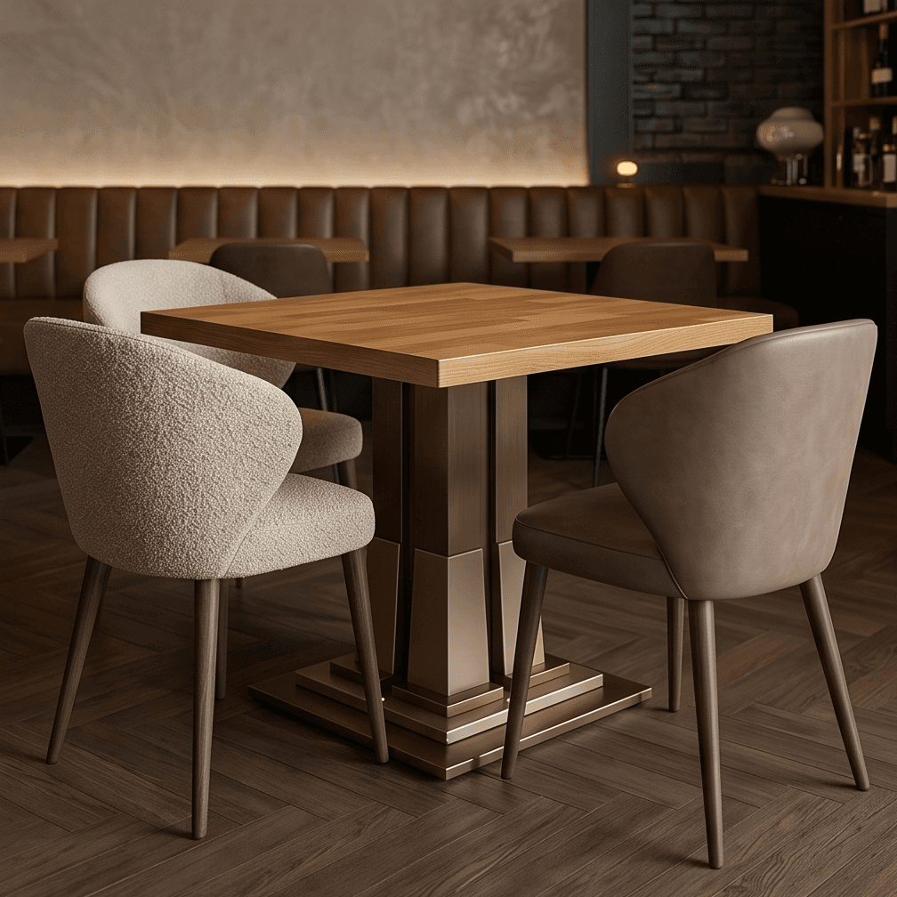 Rectangular Dining Table Gold Accents Hospitality Angle 3