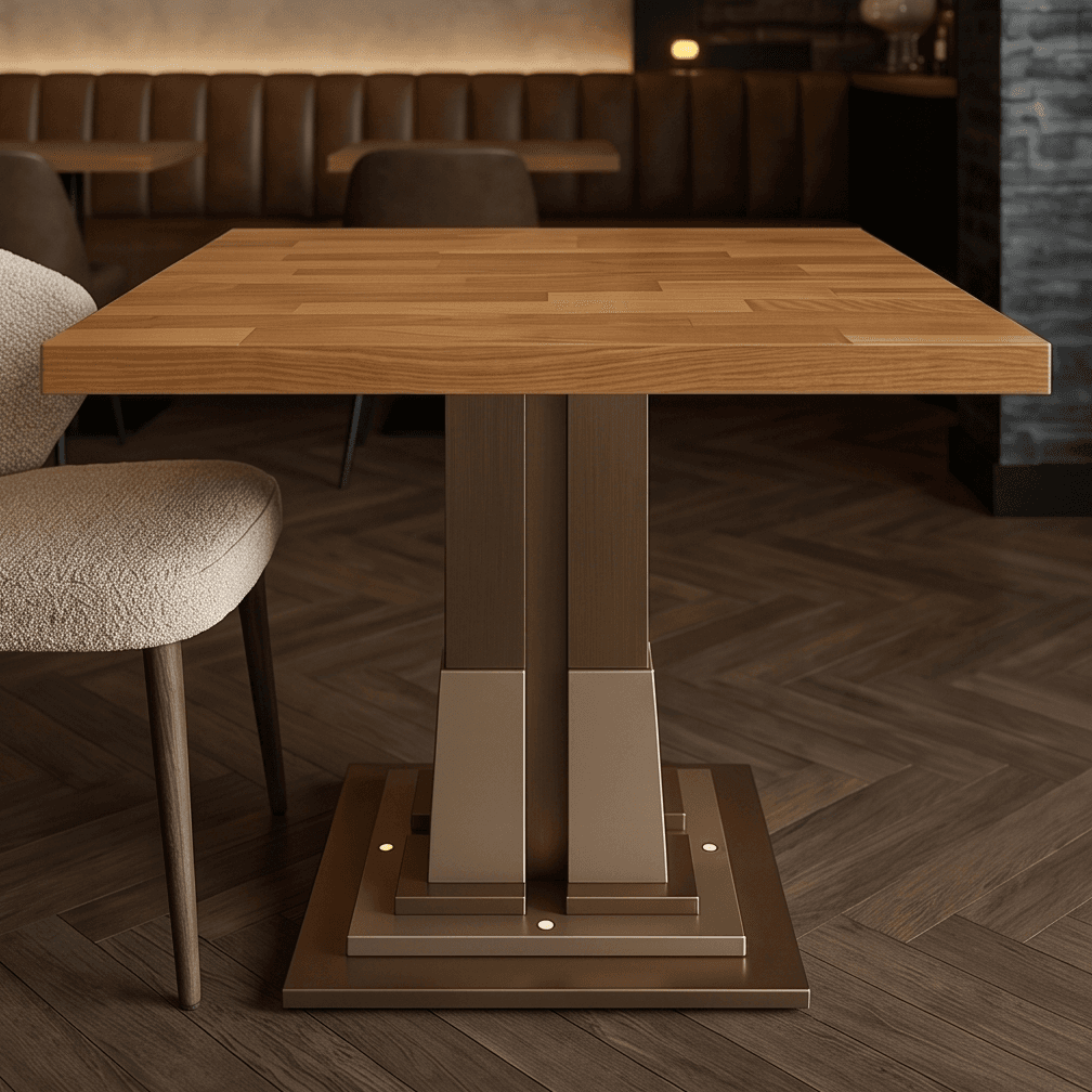 Rectangular Dining Table Gold Accents Hospitality Angle 4