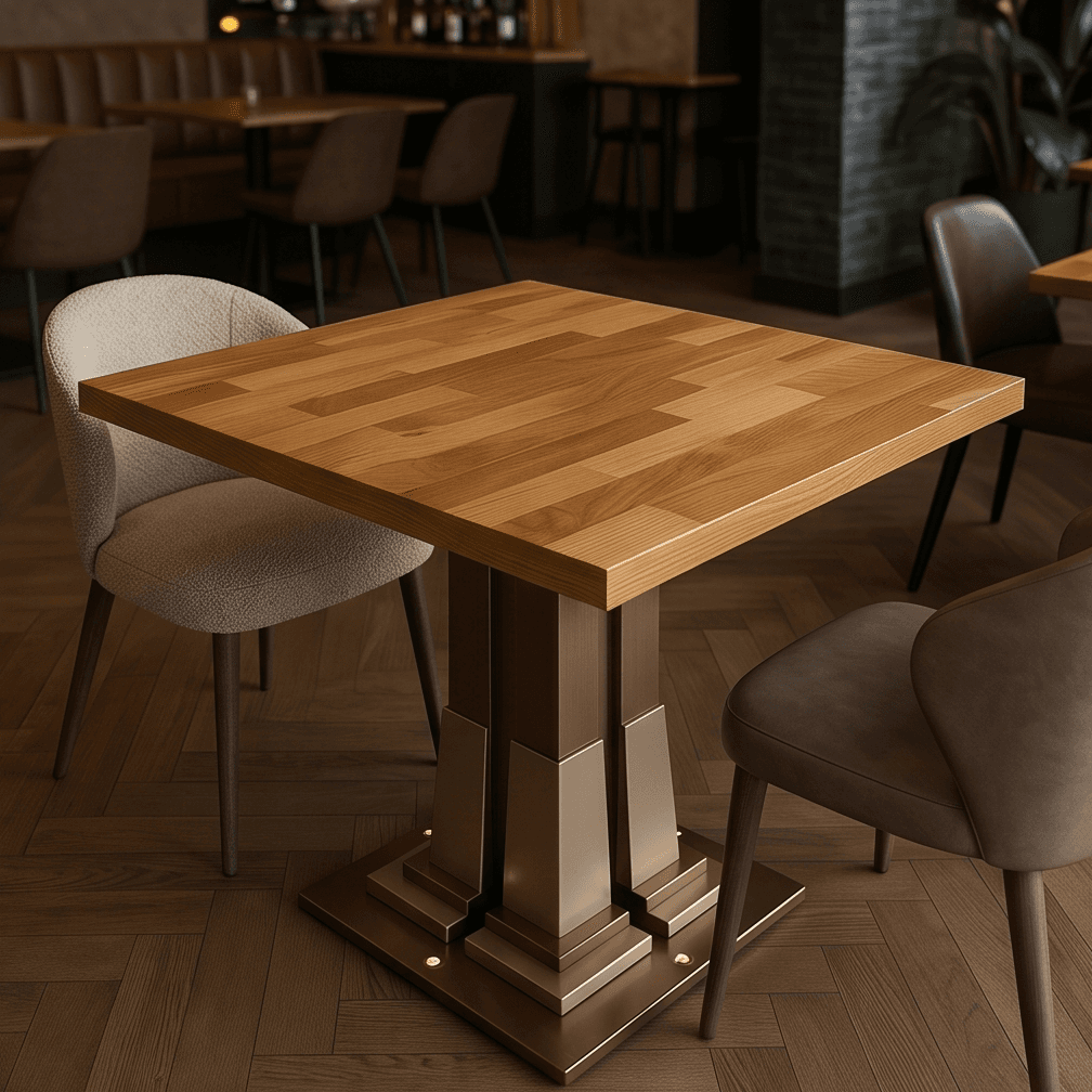 Rectangular Dining Table Gold Accents Hospitality Angle 1