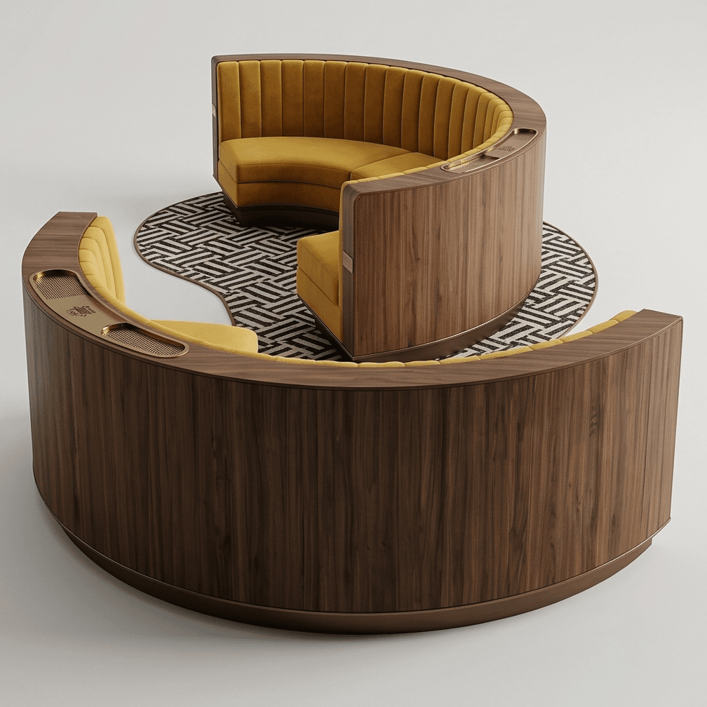 Curved Lounge Seating Set Modern Gold angle 2