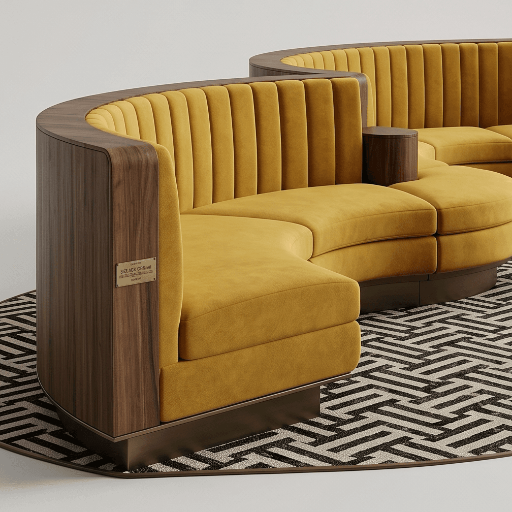 Curved Lounge Seating Set Modern Gold Angle 4