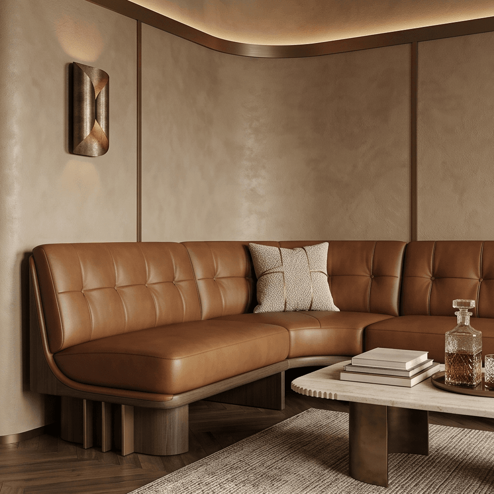 Tufted Leather Lounge Set Luxury Editorial Angle 1